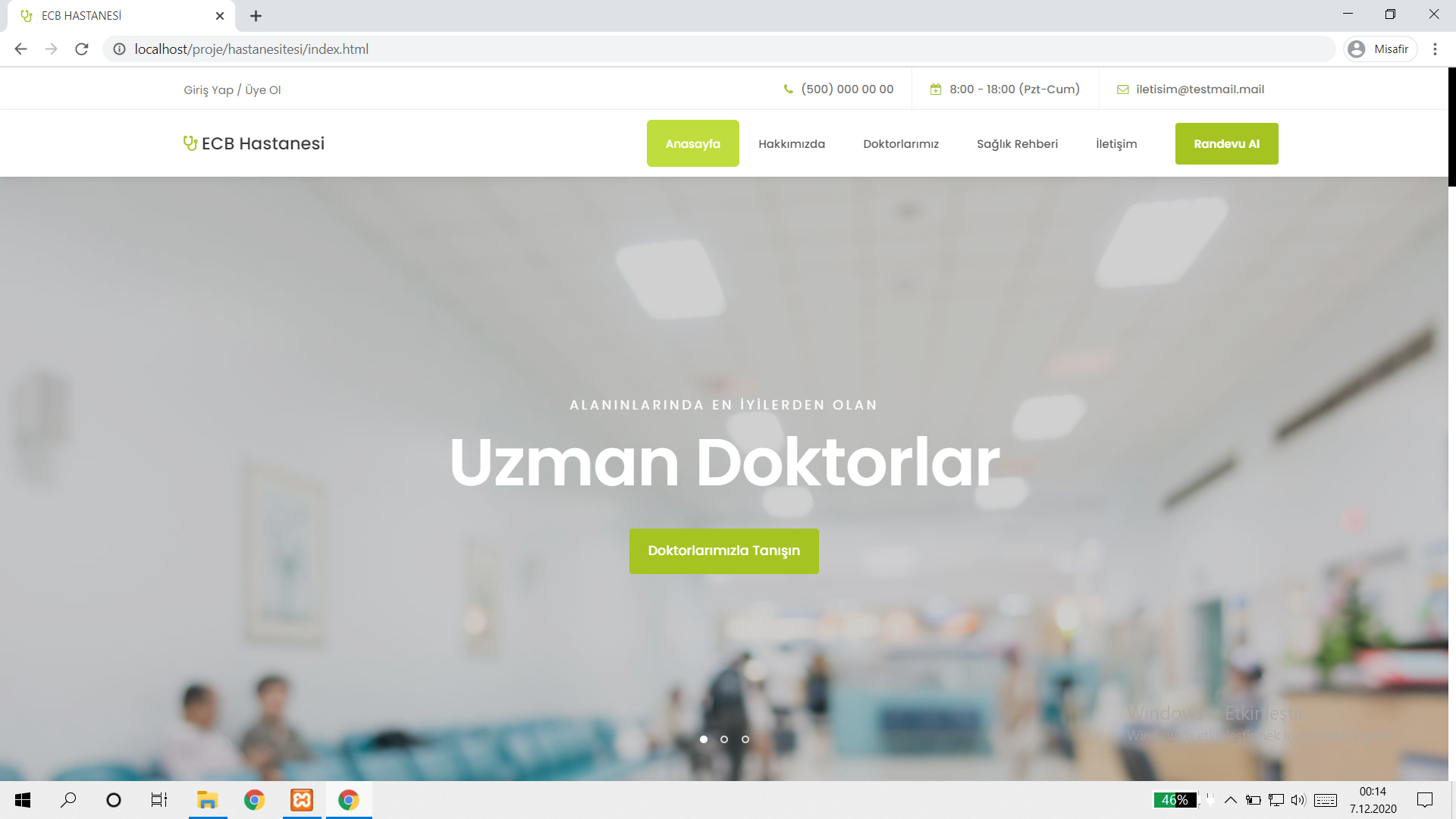 Randevu Özellikli Hastane Sitesi Yazılımı