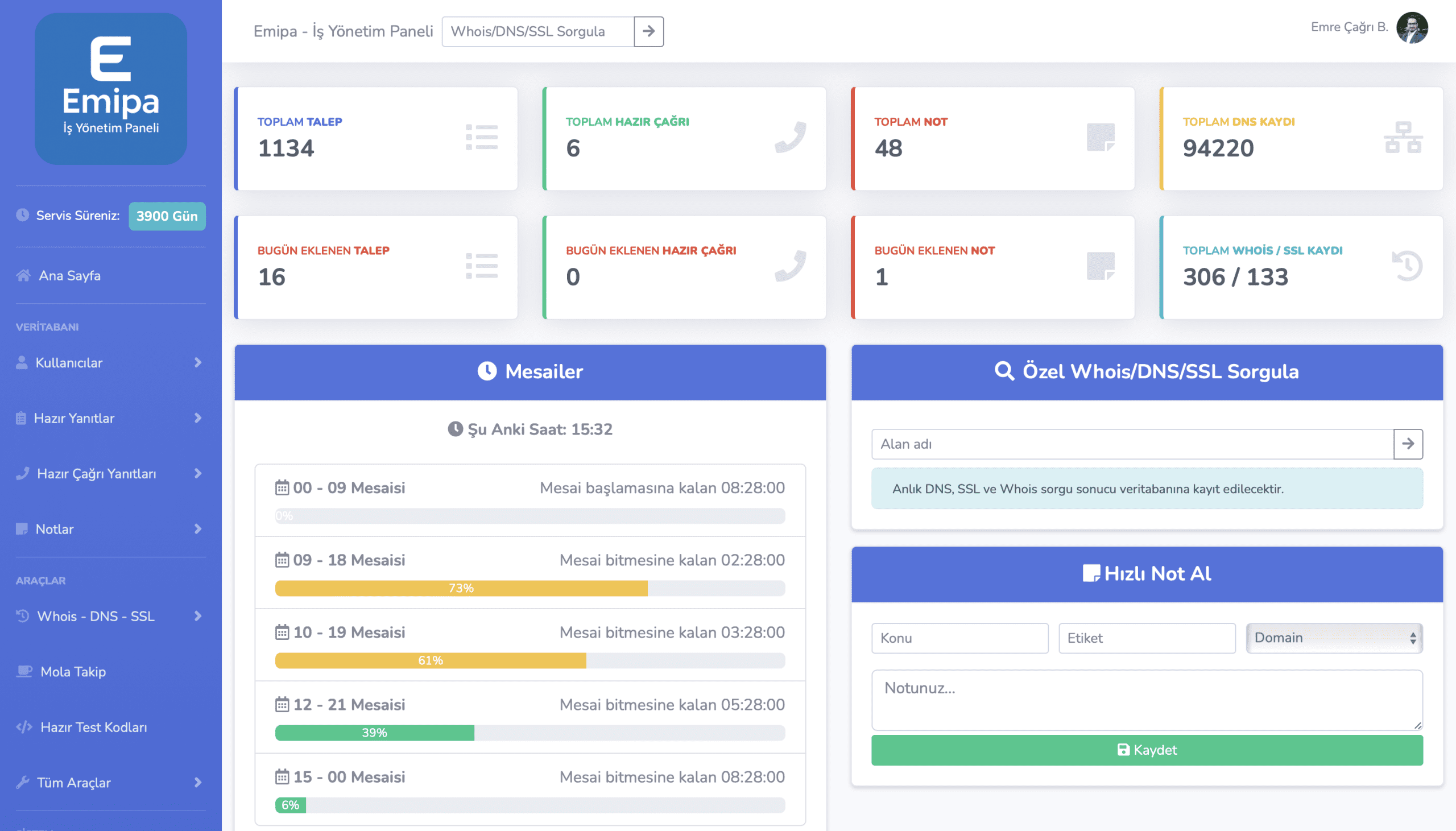 Emipa WHOIS, SSL ve DNS Sorgu Sistemi / Emipa WHOIS, SSL and DNS Query System