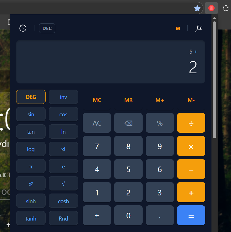 Profesyonel Bilimsel Hesap Makinesi (Chrome Eklentisi) – Professional Scientific Calculator (Chrome Extension)