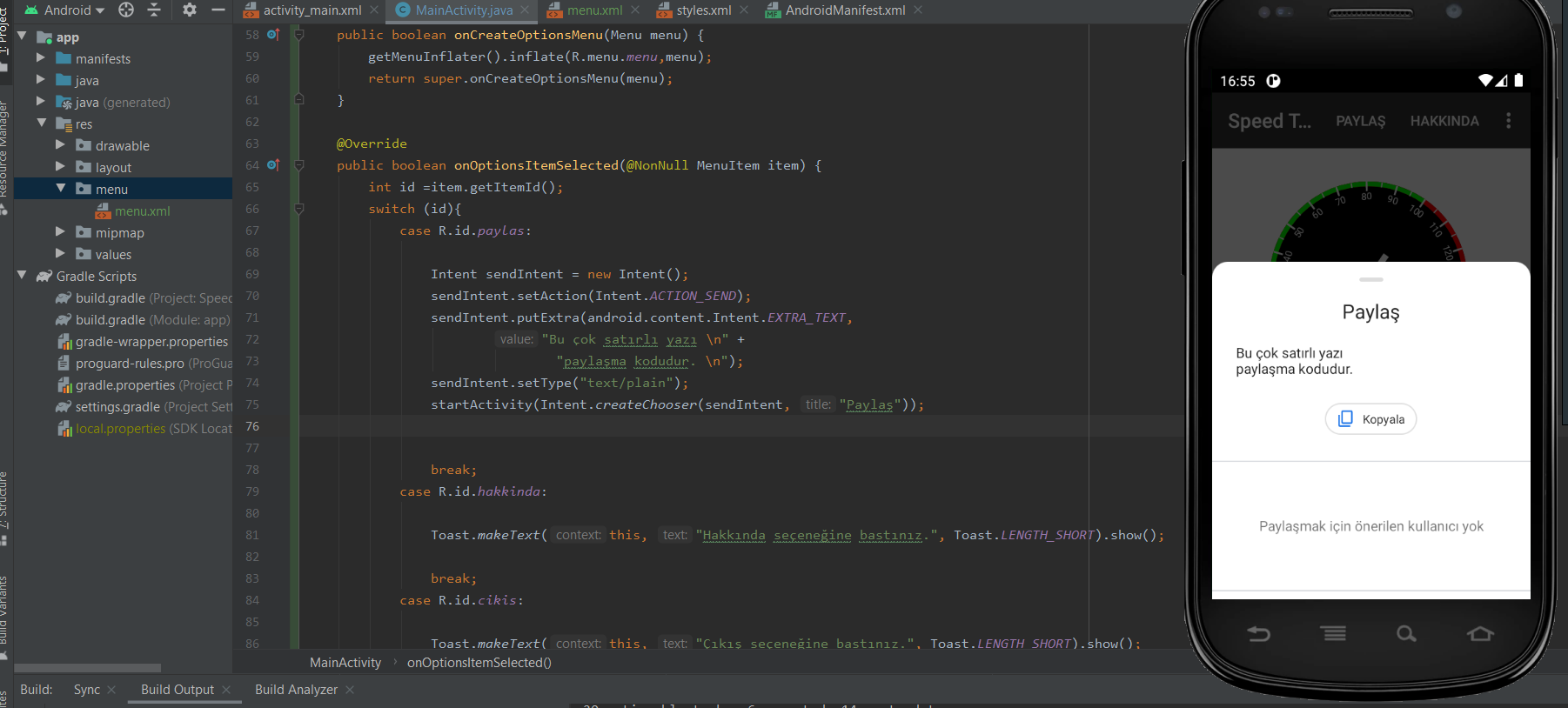 Android Studio’da Paylaş Butonu Yapmak – Share Button